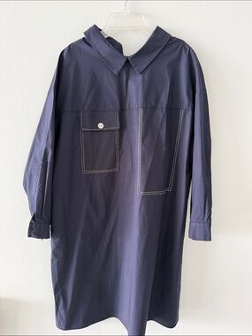 Lightweight Navy Shirt Jacket with Contrast Stitching